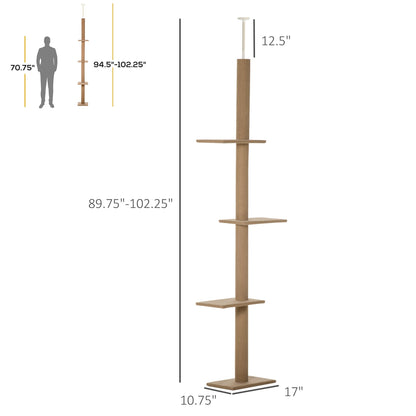 Floor-to-Ceiling Cat Tree Cat Climbing Tower with Sisal-Covered