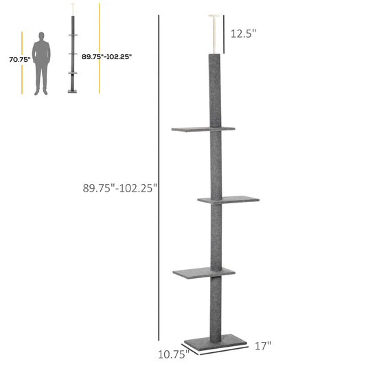 Floor-to-Ceiling Cat Tree Cat Climbing Tower with Sisal-Covered