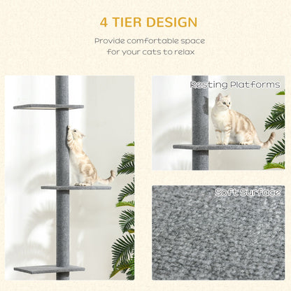 Floor-to-Ceiling Cat Tree Cat Climbing Tower with Sisal-Covered