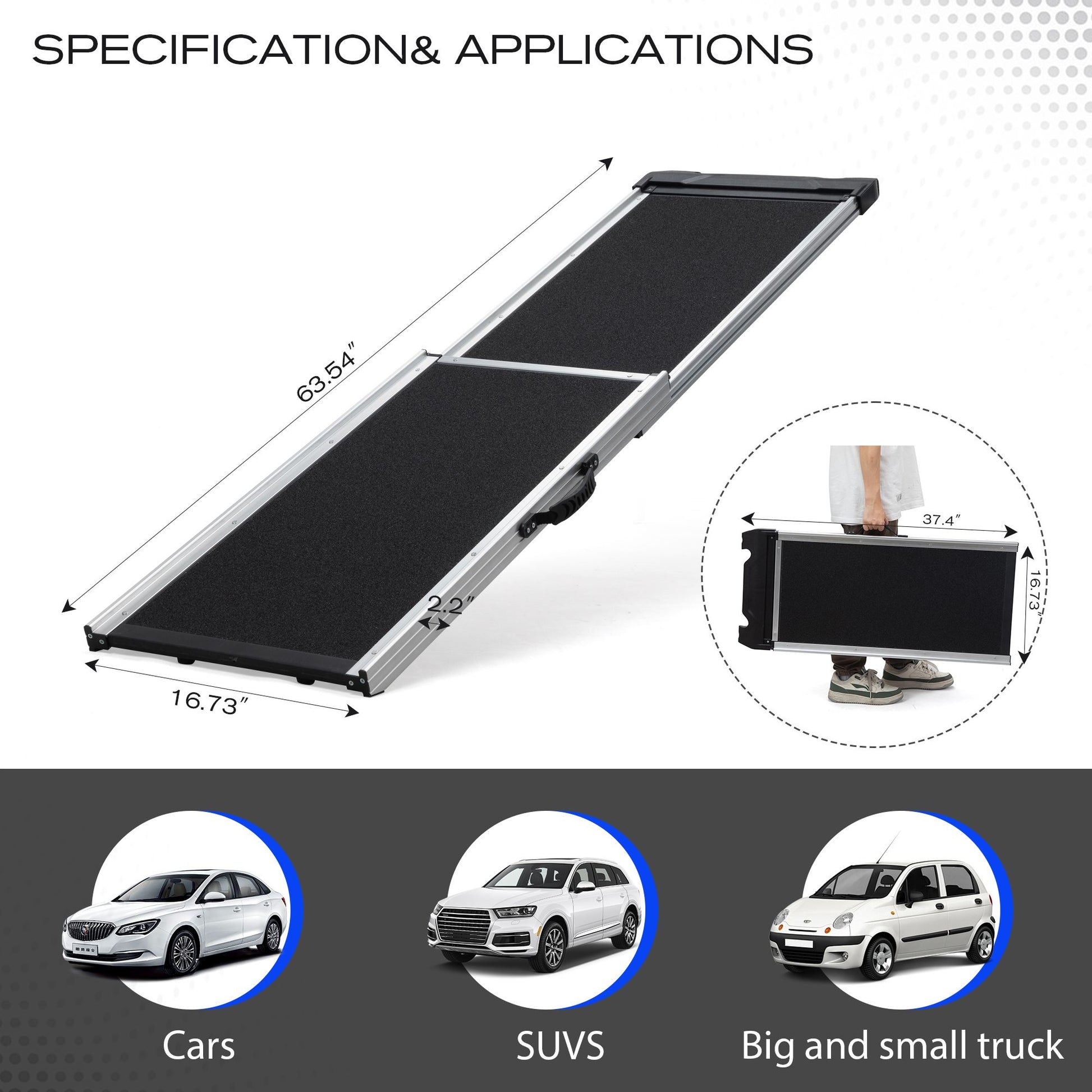 Foldable Aluminum Dog Car Step Ramp, Dog Ramp Climbing Ladder