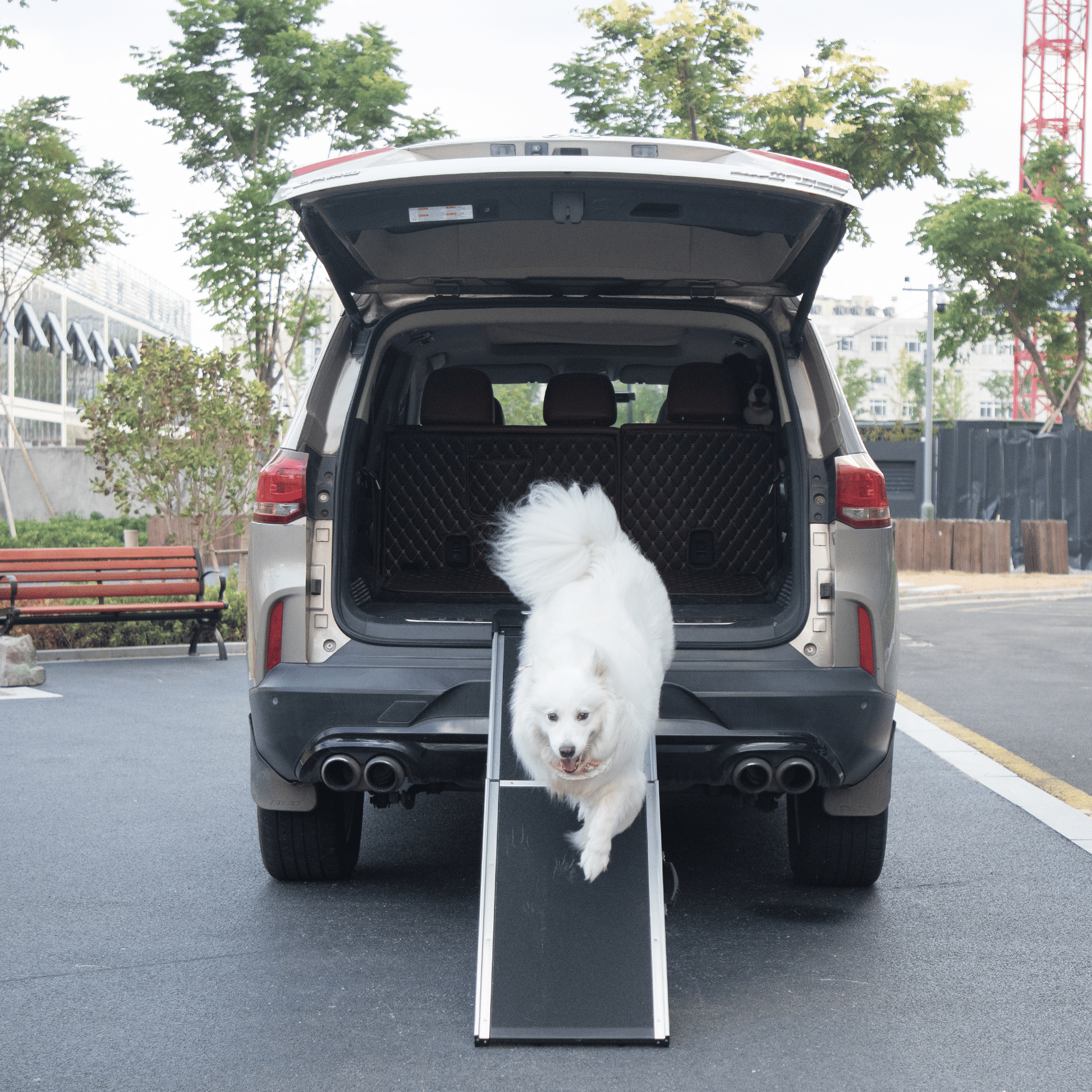 Foldable Aluminum Dog Car Step Ramp, Dog Ramp Climbing Ladder
