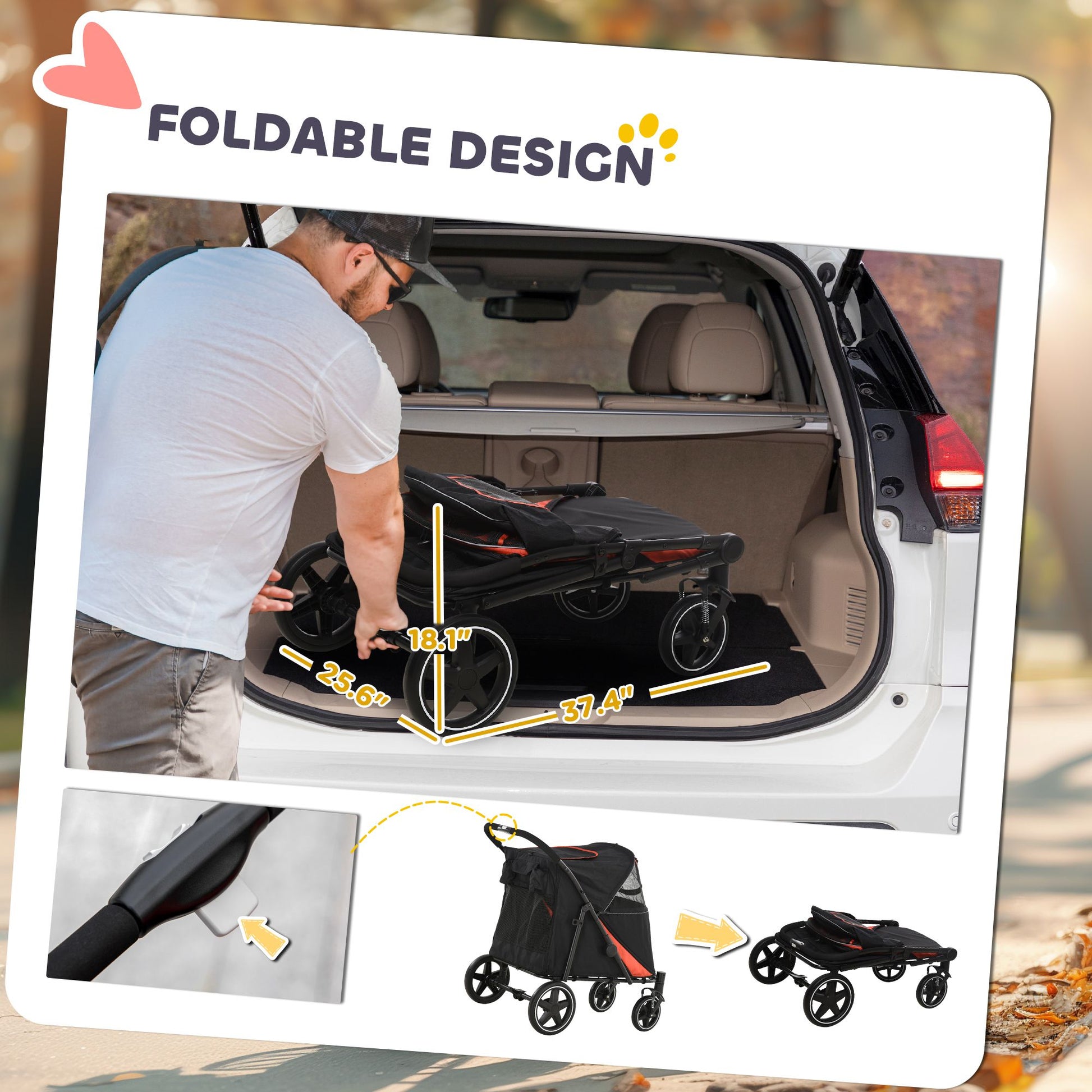 Foldable Doggy Stroller for Medium Large Dogs, Pet Stroller