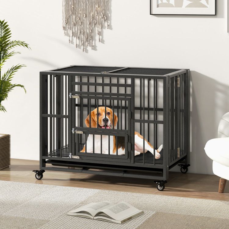 Foldable Heavy-Duty Metal Dog Cage Chew-Proof Dog Crate