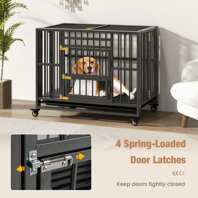 Foldable Heavy-Duty Metal Dog Cage Chew-Proof Dog Crate