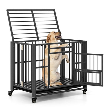 Foldable Heavy-Duty Metal Dog Cage Chew-Proof Dog Crate