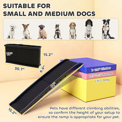 Folding Dog Ramp for Car, 61 Inches Portable Pet Ramp with Non Slip