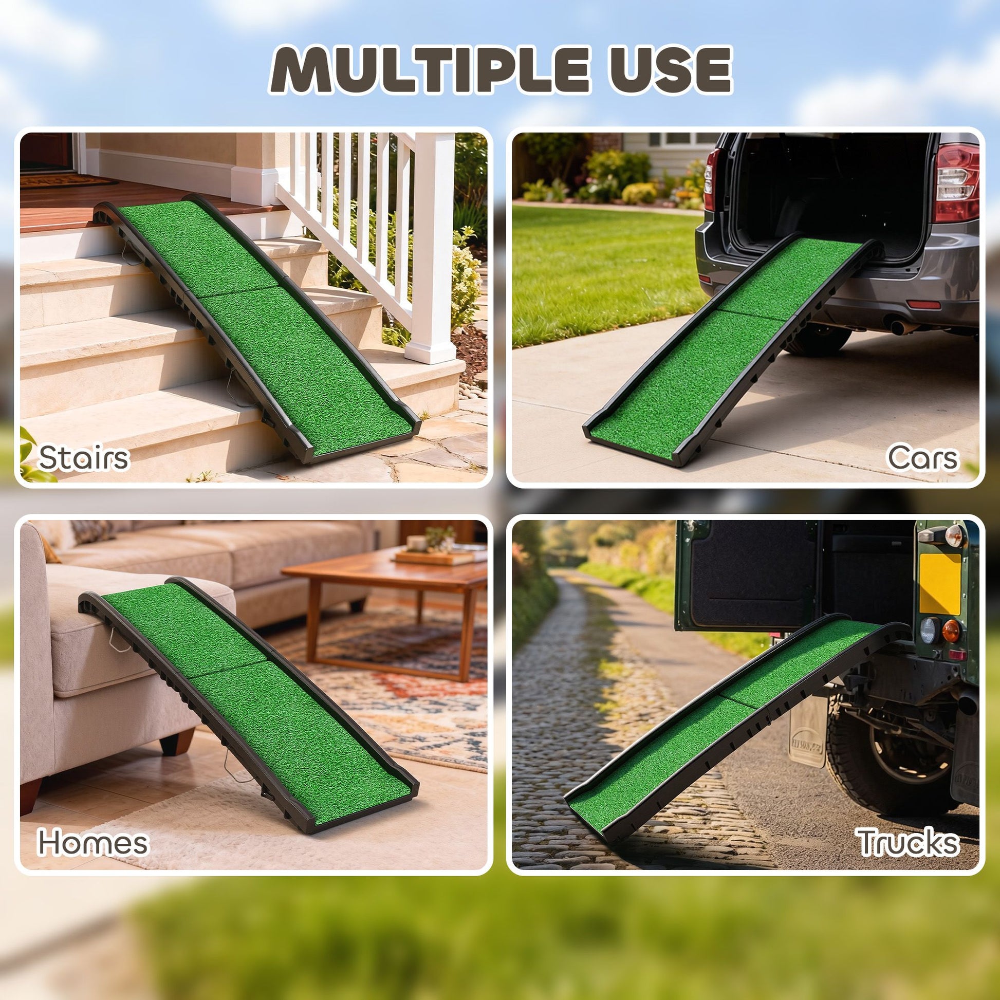 Folding Dog Ramp for Car, 61 Inches Portable Pet Ramp with Non Slip