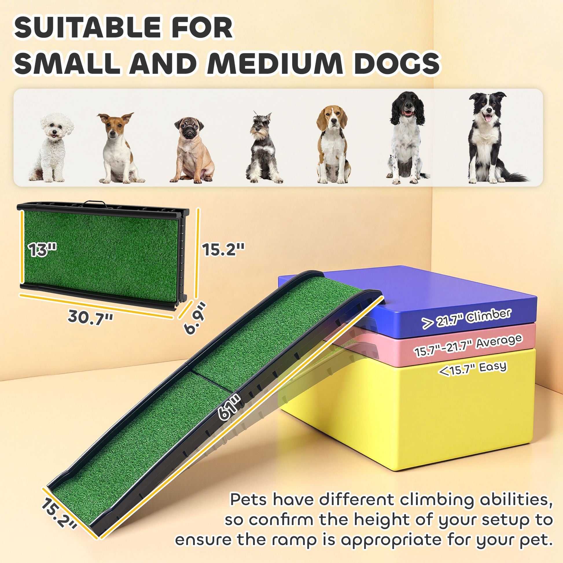 Folding Dog Ramp for Car, 61 Inches Portable Pet Ramp with Non Slip