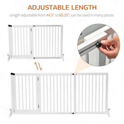 Freestanding Pet Gate Adjustable Wooden Dog Barrier 3 Panel Safety