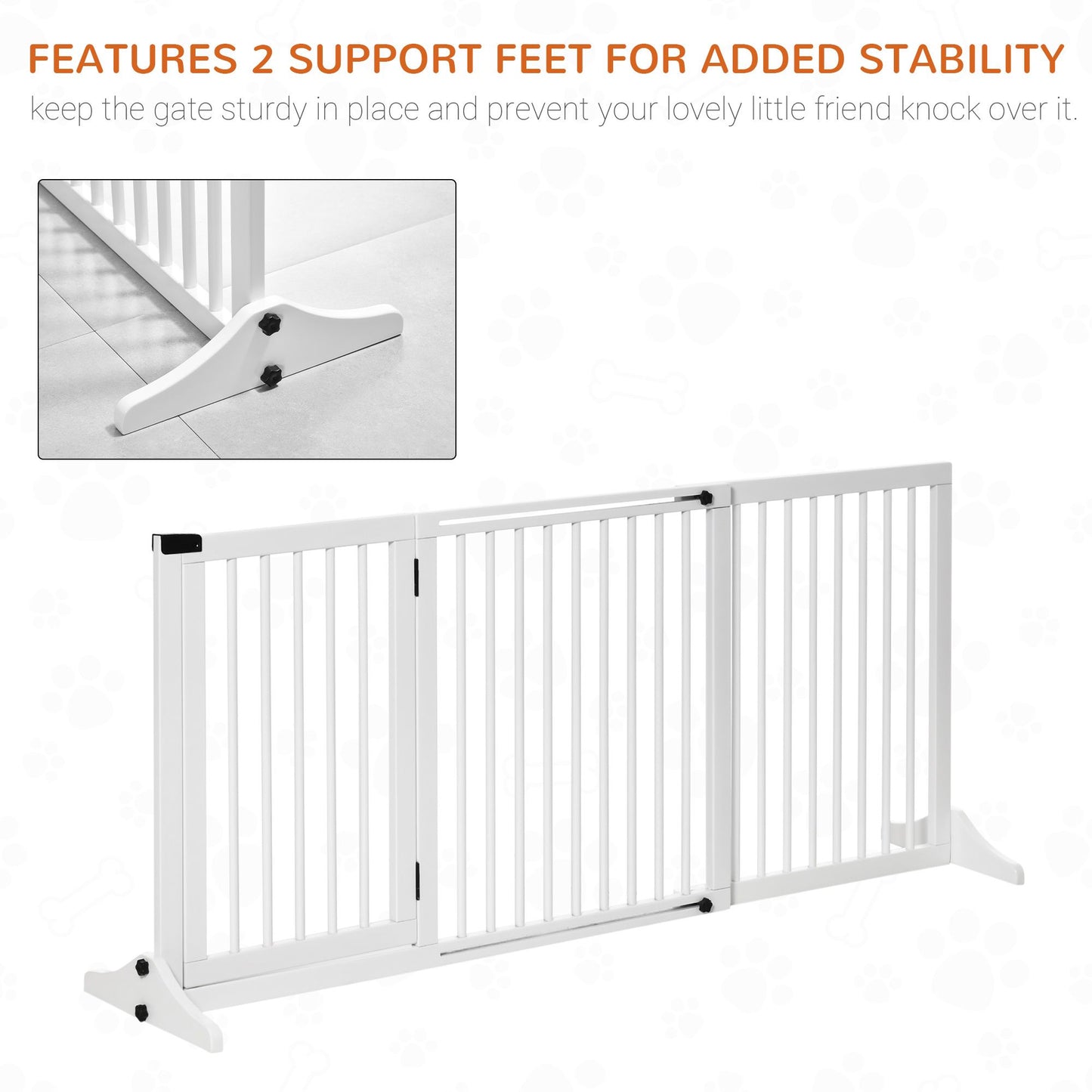 Freestanding Pet Gate Adjustable Wooden Dog Barrier 3 Panel Safety