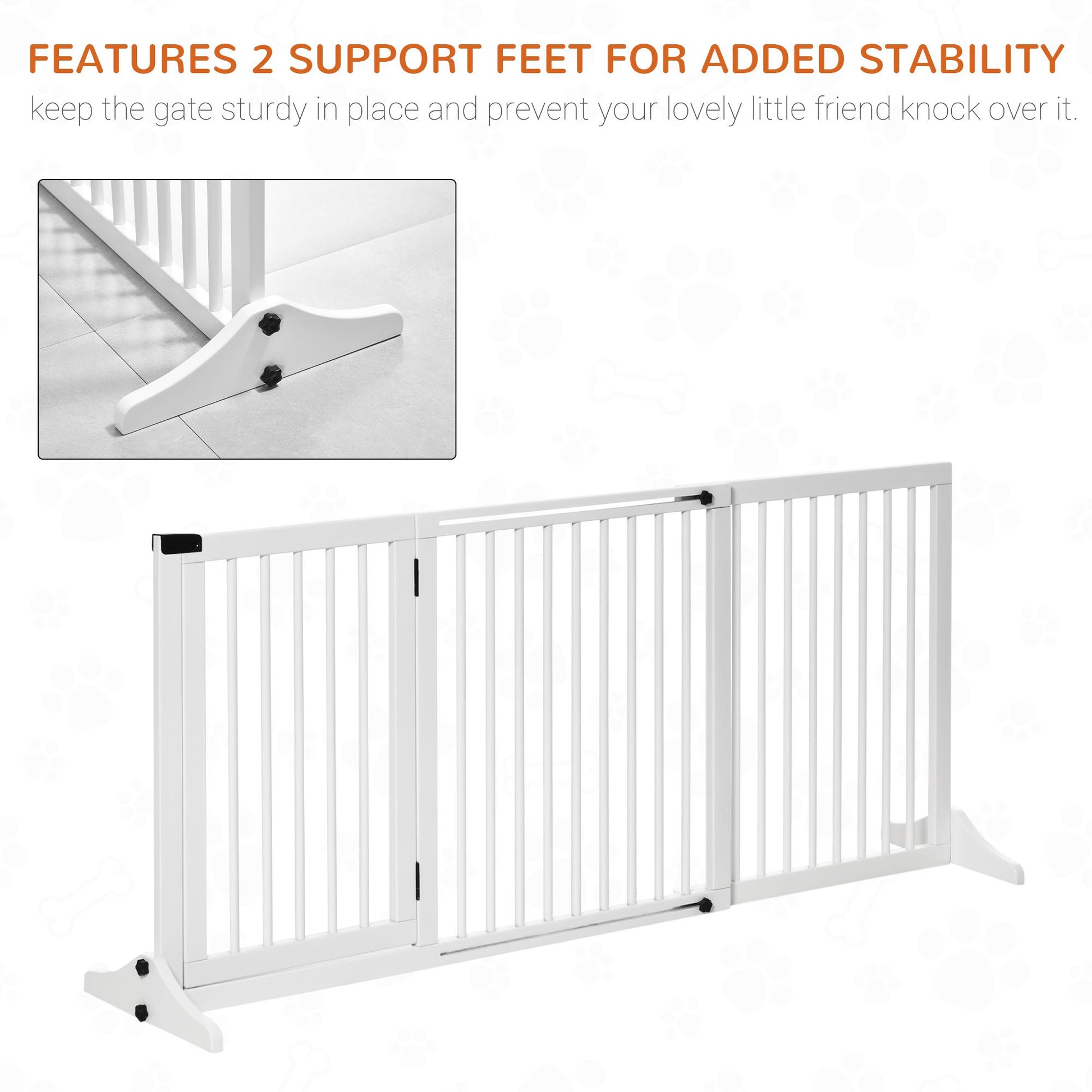 Freestanding Pet Gate Adjustable Wooden Dog Barrier 3 Panel Safety