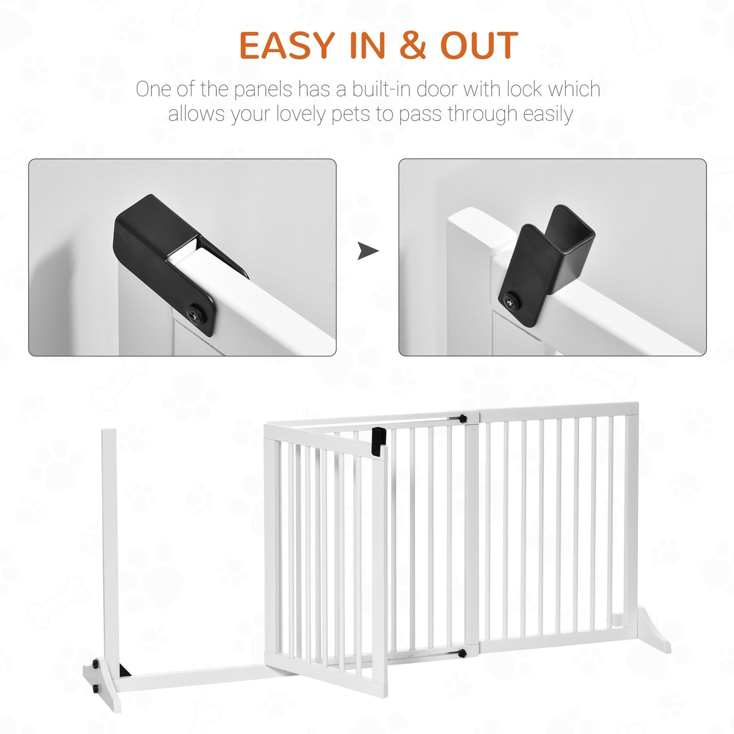 Freestanding Pet Gate Adjustable Wooden Dog Barrier 3 Panel Safety