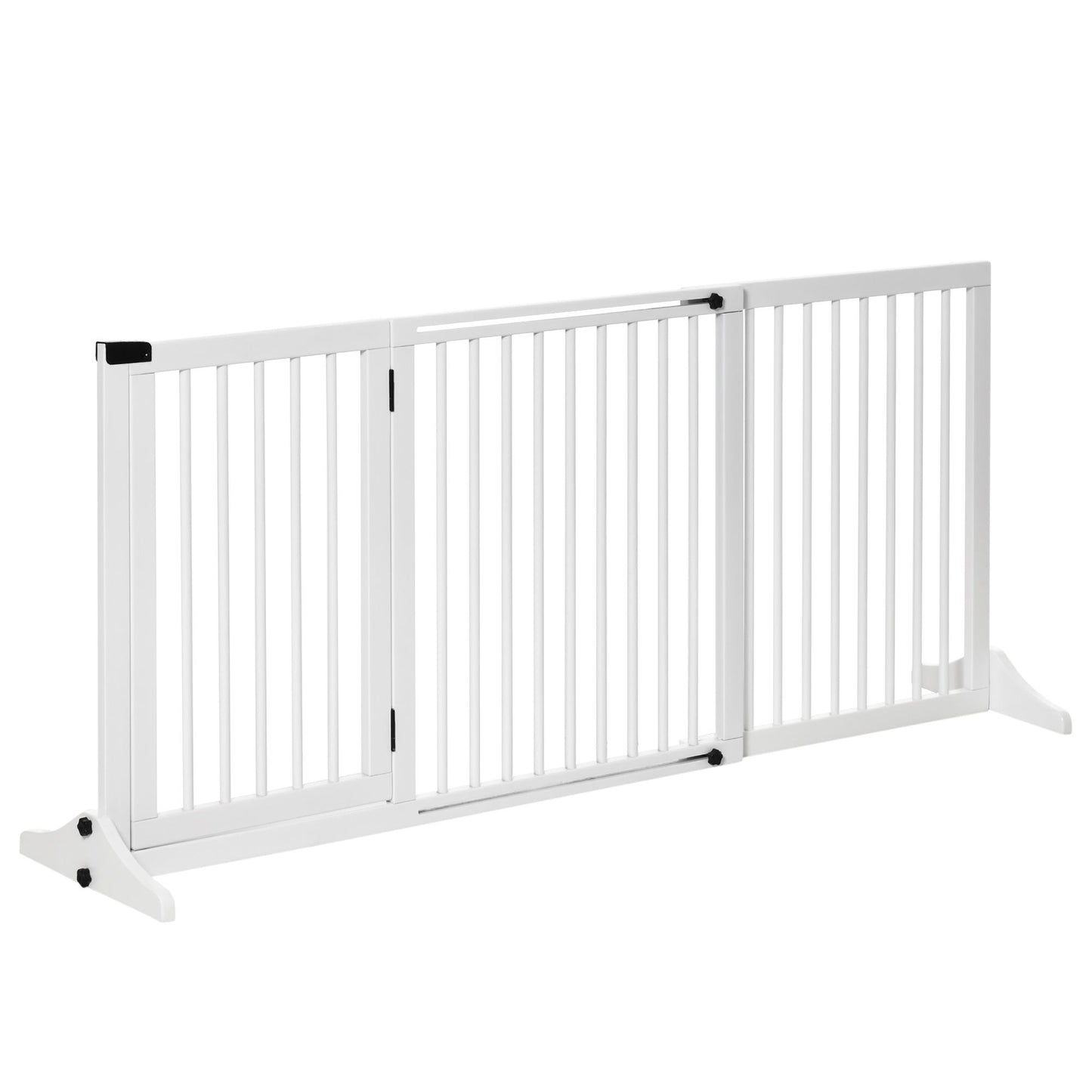 Freestanding Pet Gate Adjustable Wooden Dog Barrier 3 Panel Safety