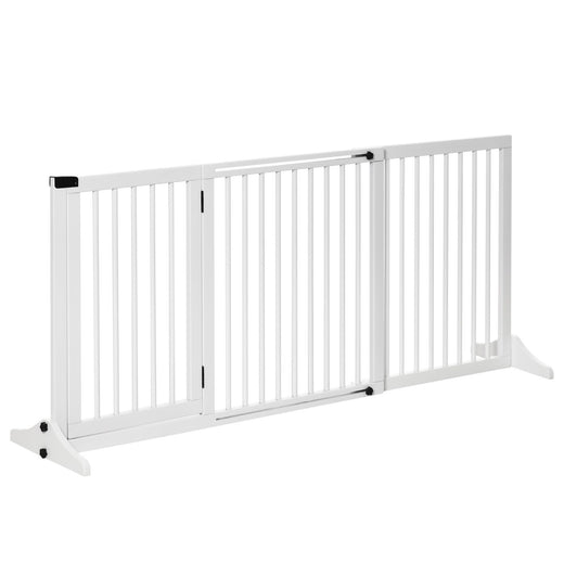 Freestanding Pet Gate Adjustable Wooden Dog Barrier 3 Panel Safety