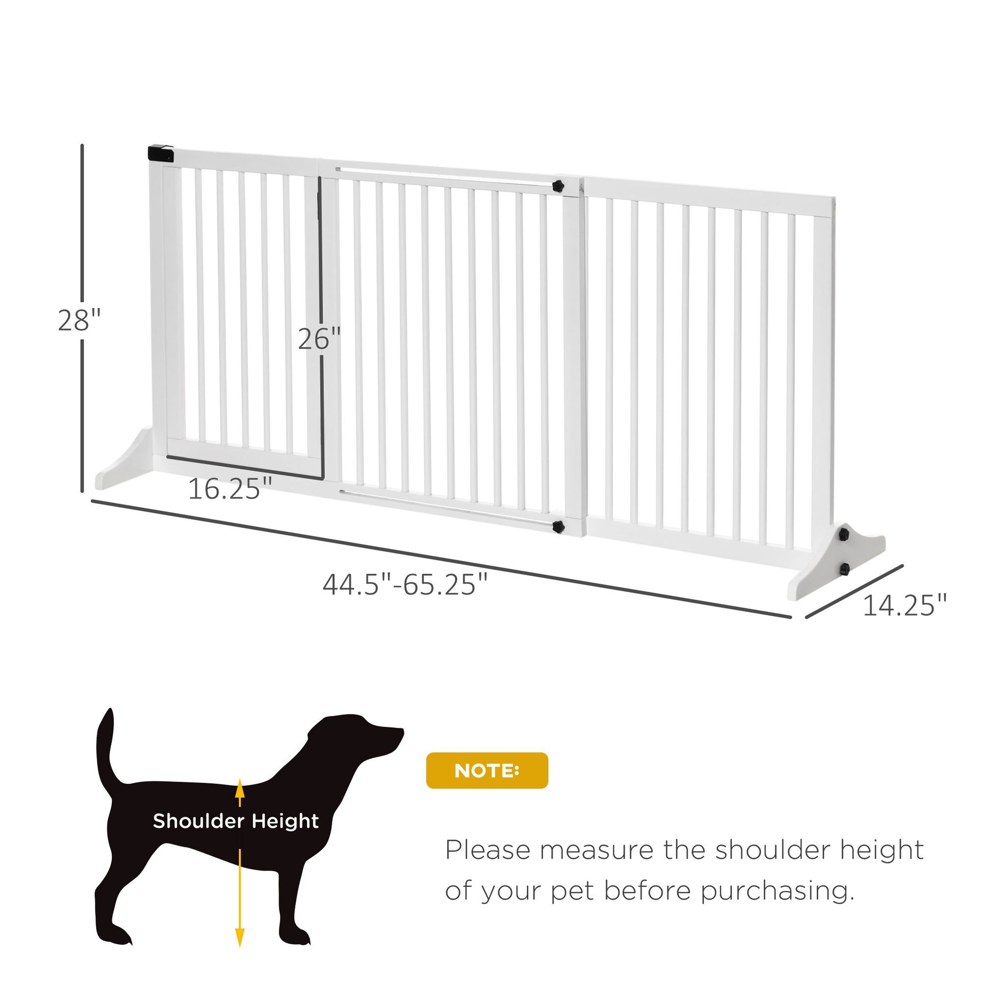 Freestanding Pet Gate Adjustable Wooden Dog Barrier 3 Panel Safety