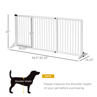 Freestanding Pet Gate Adjustable Wooden Dog Barrier 3 Panel Safety