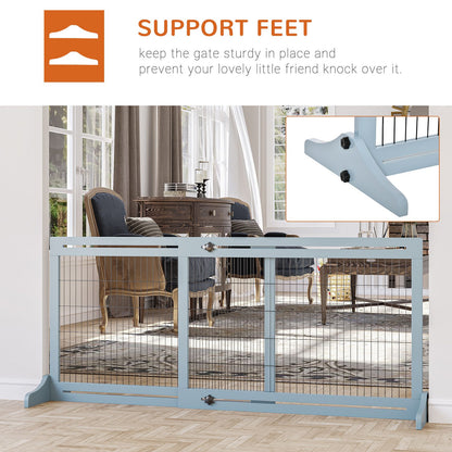 Freestanding Pet Gate Extra Wide 72 H Adjustable Dog Cat Fence Blue