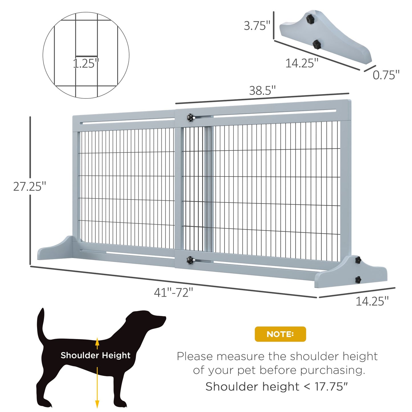 Freestanding Pet Gate Extra Wide 72 H Adjustable Dog Cat Fence Blue