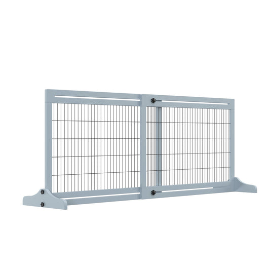Freestanding Pet Gate Extra Wide 72 H Adjustable Dog Cat Fence Blue