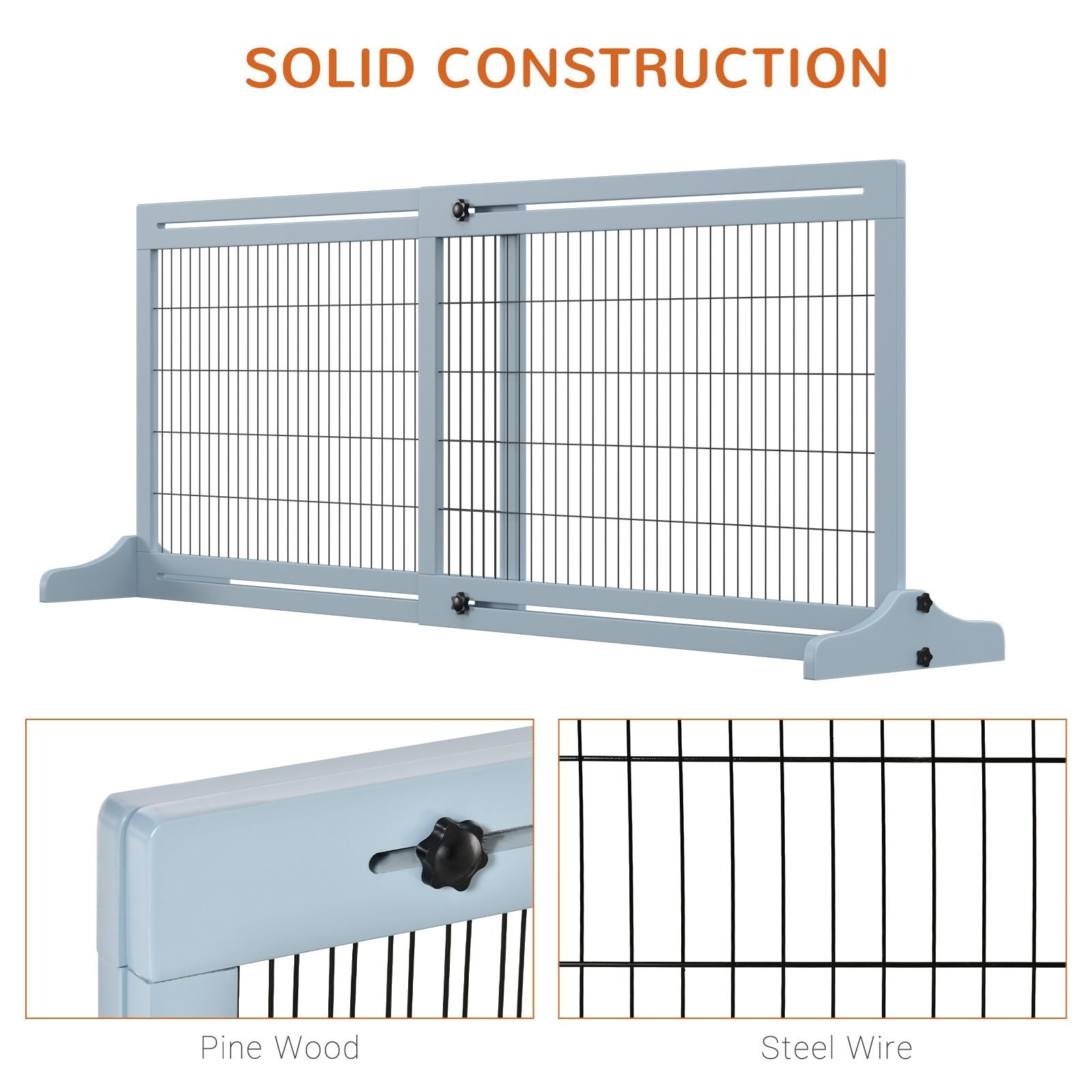 Freestanding Pet Gate Extra Wide 72 H Adjustable Dog Cat Fence Blue