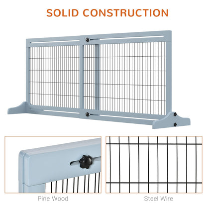 Freestanding Pet Gate Extra Wide 72 H Adjustable Dog Cat Fence Blue