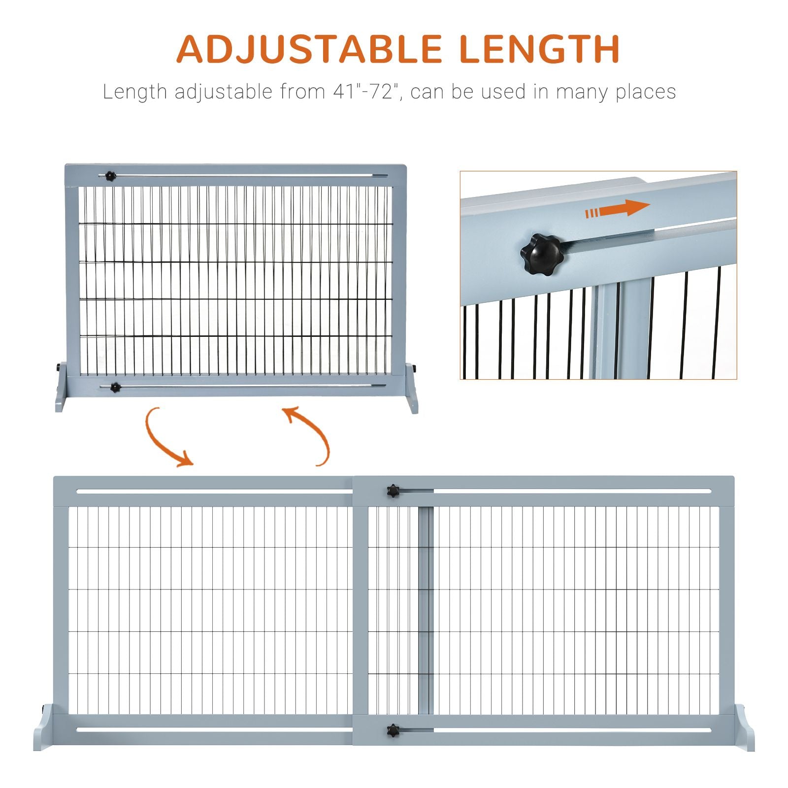 Freestanding Pet Gate Extra Wide 72 H Adjustable Dog Cat Fence Blue