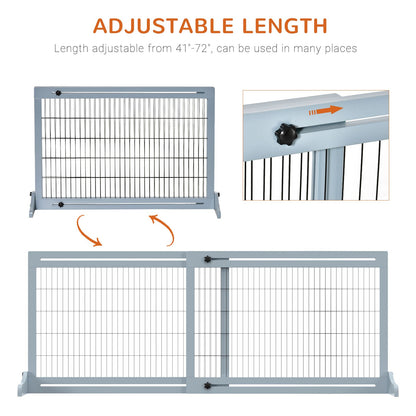 Freestanding Pet Gate Extra Wide 72 H Adjustable Dog Cat Fence Blue