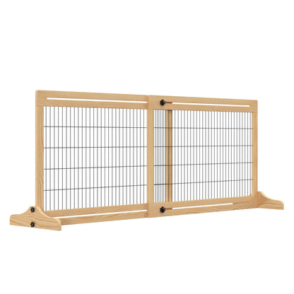 Freestanding Pet Gate Extra Wide 72 H Dog Cat Barrier Natural