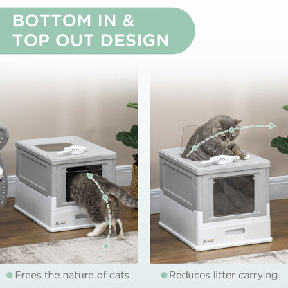 Fully Enclosed Cat Litter Box, Front Entry, Top Exit, Easy Clean