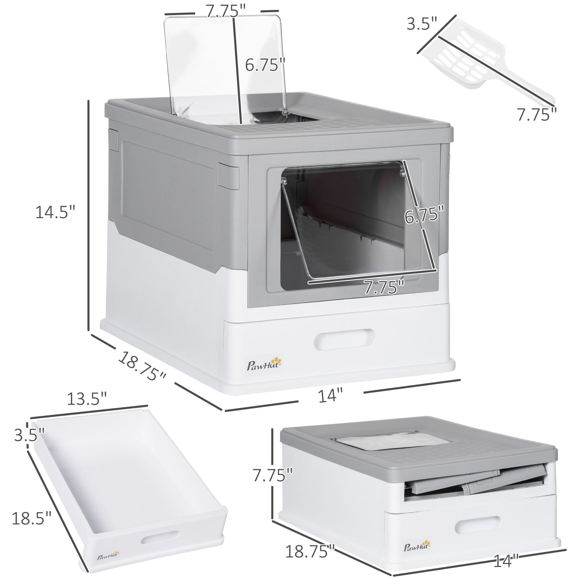 Fully Enclosed Cat Litter Box, Front Entry, Top Exit, Easy Clean