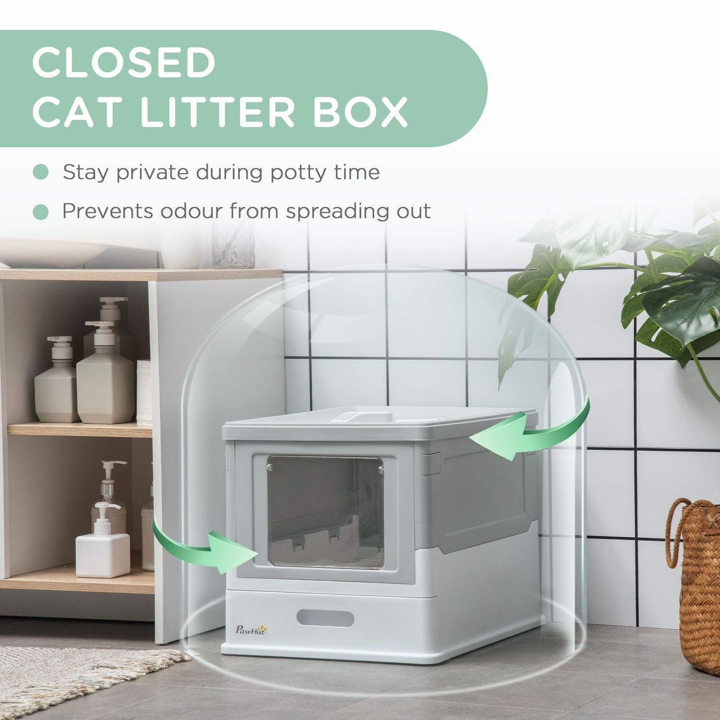Fully Enclosed Cat Litter Box, Front Entry, Top Exit, Easy Clean