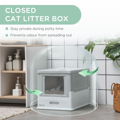 Fully Enclosed Cat Litter Box, Front Entry, Top Exit, Easy Clean