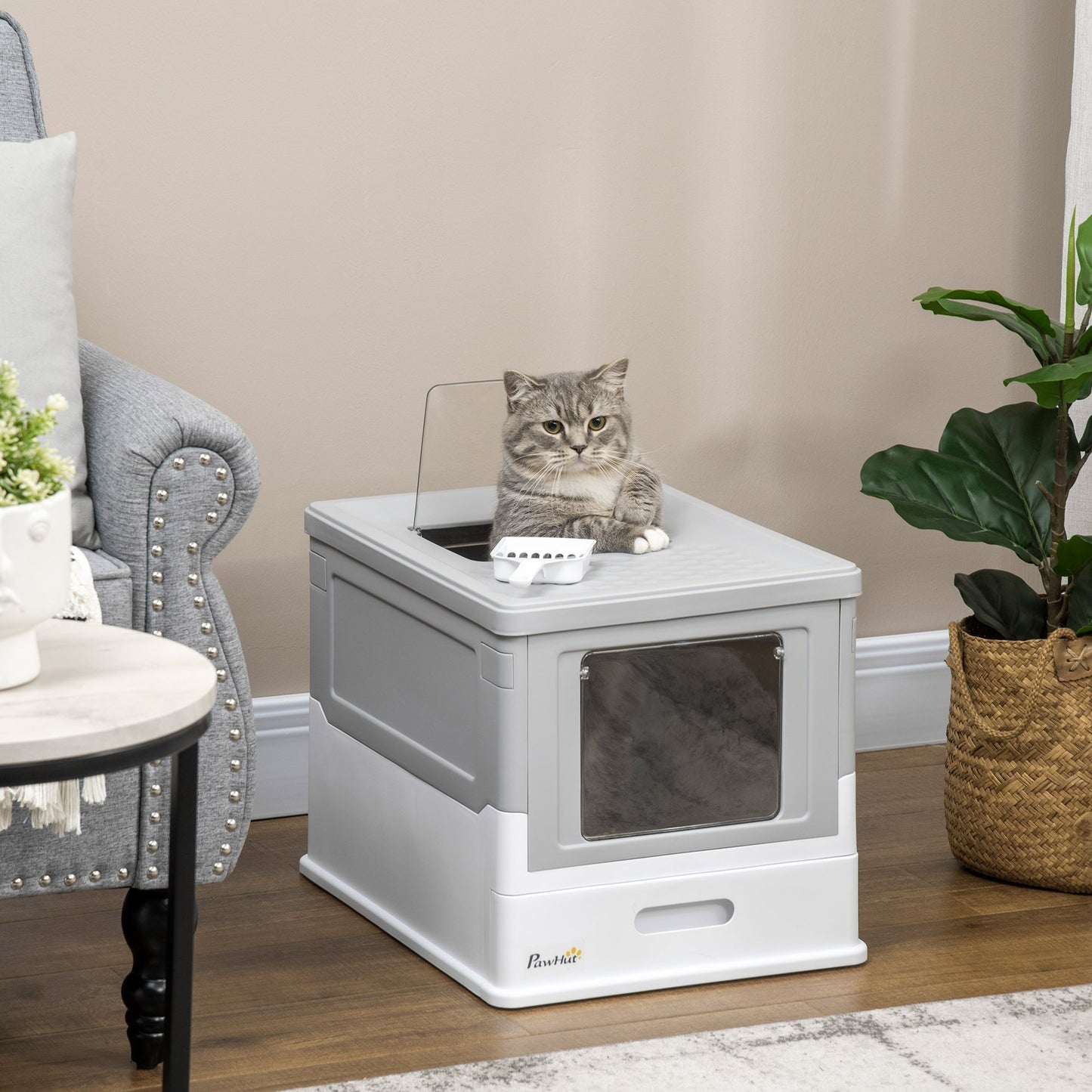 Fully Enclosed Cat Litter Box, Front Entry, Top Exit, Easy Clean