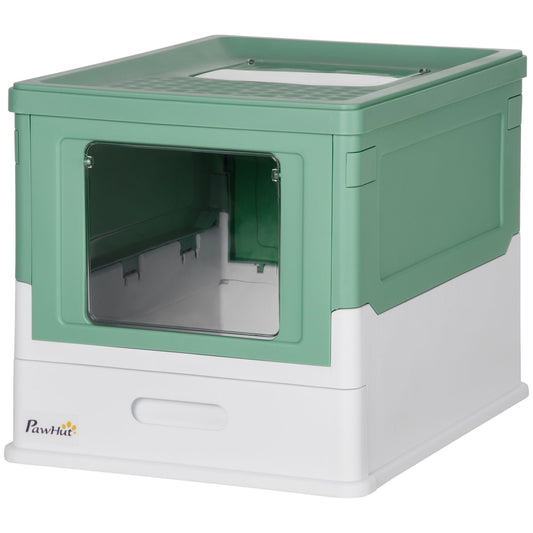 Fully Enclosed Cat Litter Box with Front Entry and Top Exit