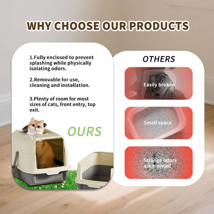 Fully Enclosed Double Door Cat Litter Box – Spacious Interior