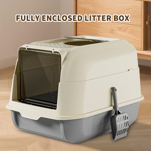 Fully Enclosed Double Door Cat Litter Box – Spacious Interior