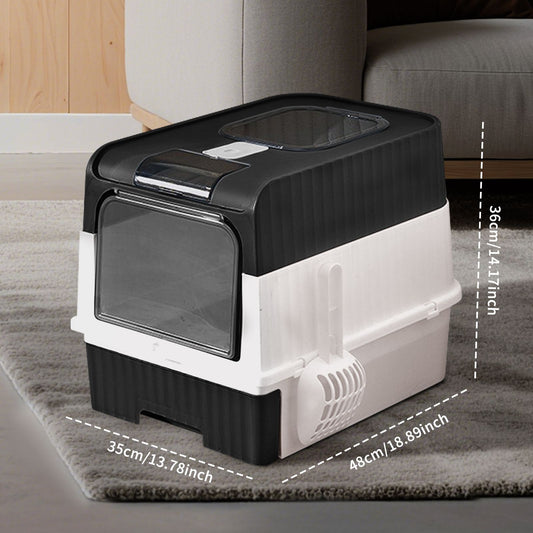 Fully Enclosed Magic Cube Litter Box, Top/Front Entry, Pull-Out