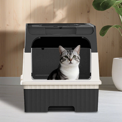 Fully Enclosed Magic Cube Litter Box, Top/Front Entry, Pull-Out