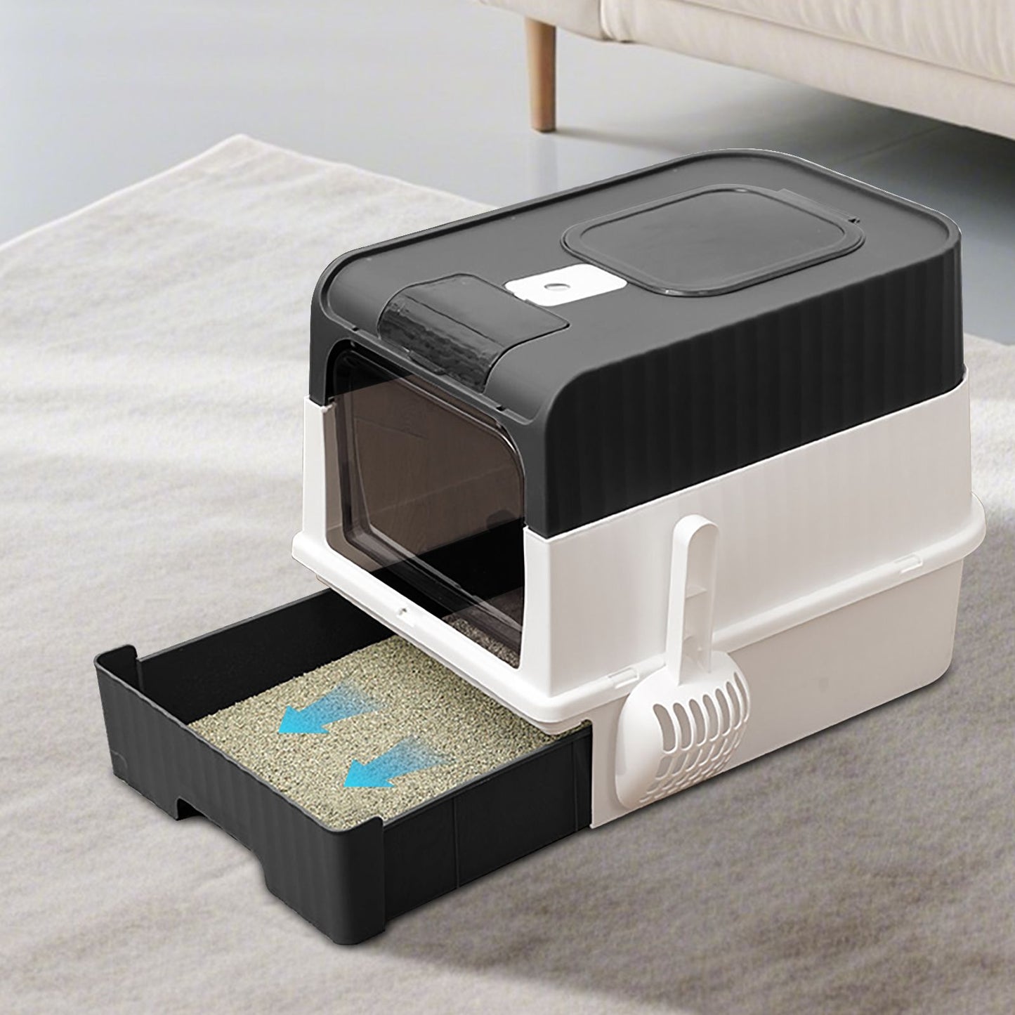 Fully Enclosed Magic Cube Litter Box, Top/Front Entry, Pull-Out