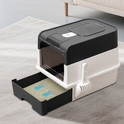 Fully Enclosed Magic Cube Litter Box, Top/Front Entry, Pull-Out