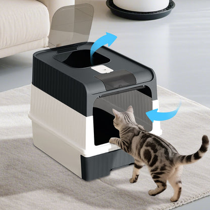 Fully Enclosed Magic Cube Litter Box, Top/Front Entry, Pull-Out
