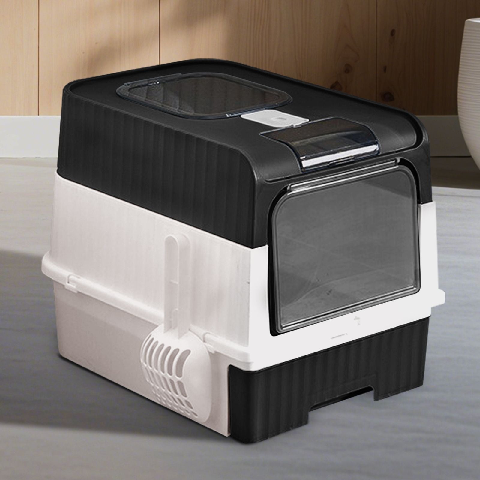 Fully Enclosed Magic Cube Litter Box, Top/Front Entry, Pull-Out