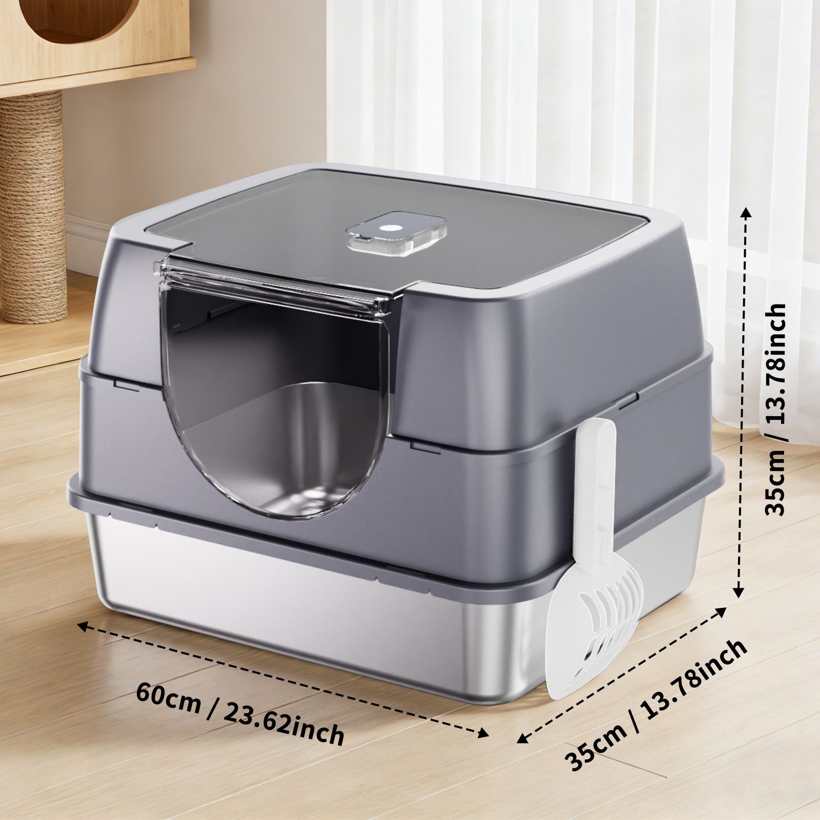 Fully Enclosed Stainless Steel Cat Litter Box White - 2025 Top