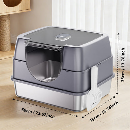 Fully Enclosed Stainless Steel Cat Litter Box White - 2025 Top