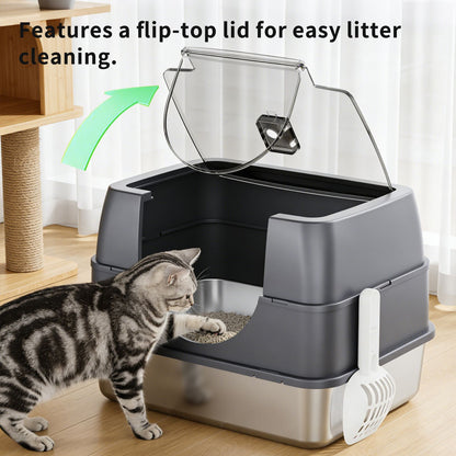 Fully Enclosed Stainless Steel Cat Litter Box White - 2025 Top
