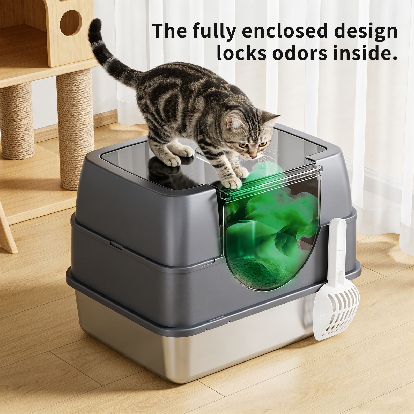 Fully Enclosed Stainless Steel Cat Litter Box White - 2025 Top