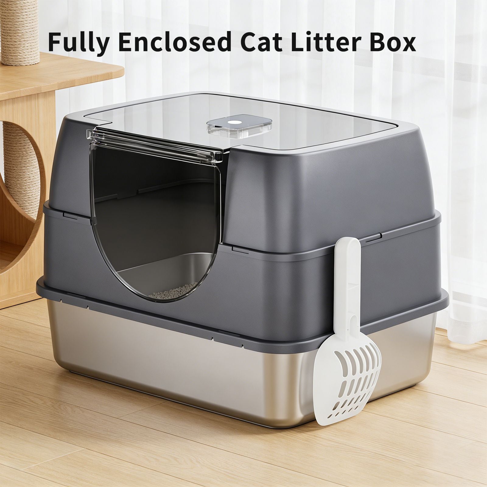 Fully Enclosed Stainless Steel Cat Litter Box White - 2025 Top