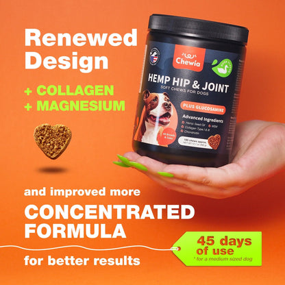 Hemp Hip & Joint Chews for Dogs, Glucosamine Chondroitin & MSM