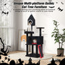 Gothic Cat Tree with Coffin Bed, 64in Black Cat Tower with Condo