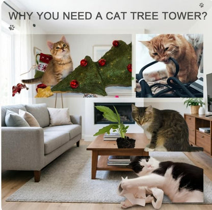 Gray Adjustable Height 102" Floor to Ceiling Cat Tree 5 Level Tower